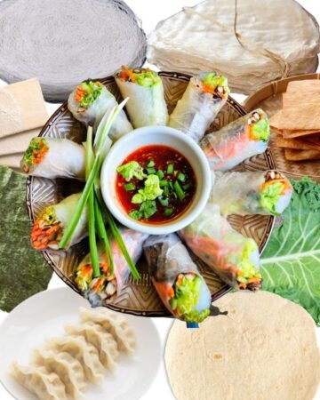 Collage of different spring roll wrappers