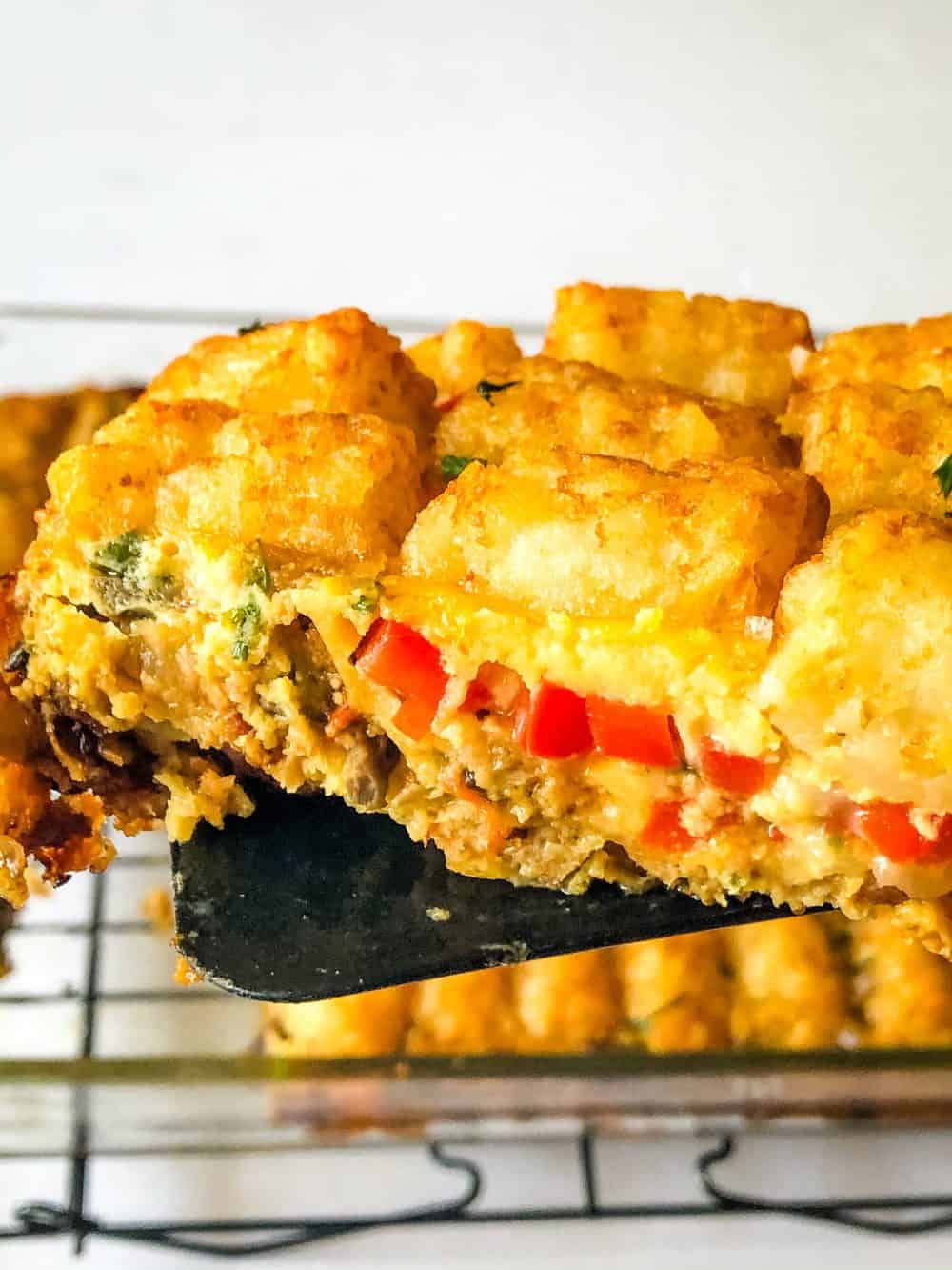 Tater tots in a cheey casserole